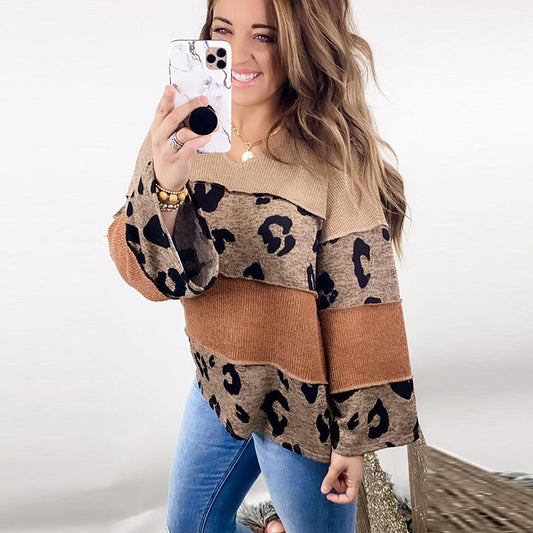 Leopard Print Long-sleeved Sweater For Women